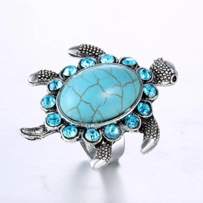 Bague Tortue - StoneBlue (Acier) – Image 2