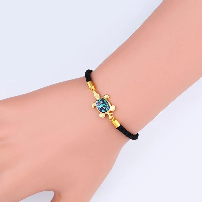Détails du Bracelet Tortue avec Cordon - Emeraude
