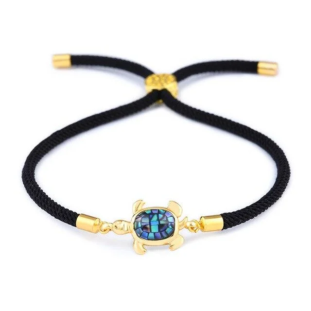 Bracelet Tortue avec Cordon - Emeraude en détail