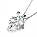 Pendentif Tortue - Mom & Baby (Argent)