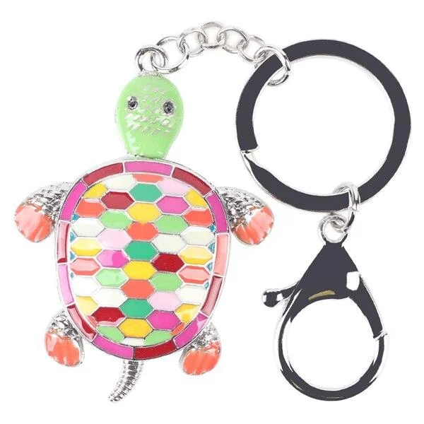 Porte-clé Tortue Multicolore en métal