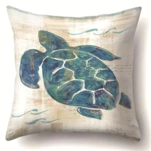 Housse de Coussin Tortue - Peinture à l'huile