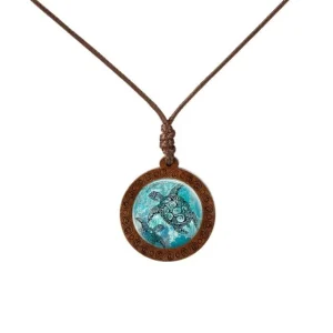Collier Tortue en Bois - Médaillon