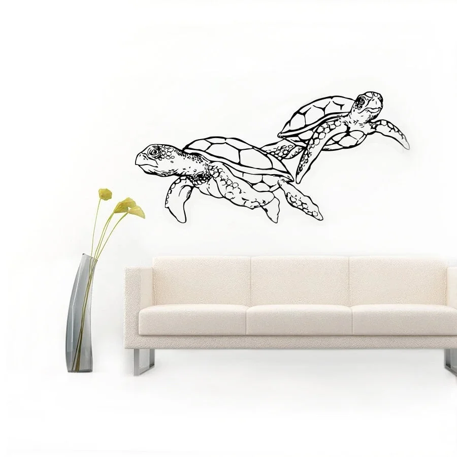 Sticker Tortue - Duo de Tortues (taille au choix)
